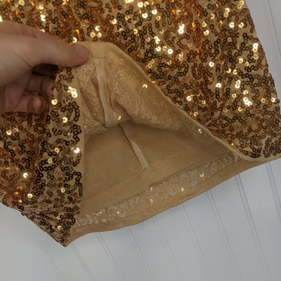 PRETTY GUIDE Gold Sequin Bodycon Pencil Skirt NWT Sz L - Picture 10 of 13